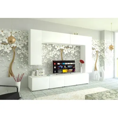 Living Armonia V1 MDF Alb Mat - cu sistem "PUSH TO OPEN"