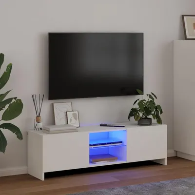 vidaXL Comodă TV cu lumini LED, alb, 120x30x36 cm
