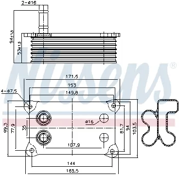 Termoflot radiator ulei (cu garnitura) FORD MONDEO III, TRANSIT; JAGUAR X-tip; LAND ROVER DEFENDER 2.0D 2.2D 2.4D intre 2000-2016