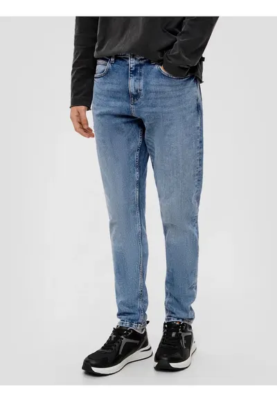 Blugi barbati - Shawn - cu talie medie - croiala Regular fit - Tapered Leg - by s.Oliver - Albastru inchis - Albastru deschis