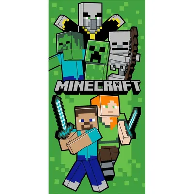 Prosop pentru copii, verde, din bumbac 70x140 cm Minecraft Let´s Survive – Jerry Fabrics