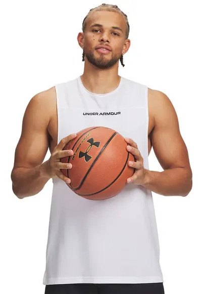 Top din amestec de bumbac - oentru baschet Hoops - Negru stins/Alb optic