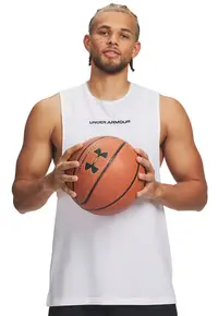 Top din amestec de bumbac - oentru baschet Hoops - Negru stins/Alb optic