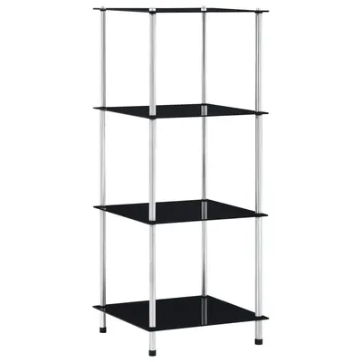 Gossi raft cu 4 niveluri, negru, 40 x 40 x 100 cm, sticla securizata