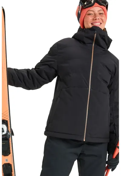 Geaca cu fermoar si model uni pentru ski Snowyhill Puffy - Negru