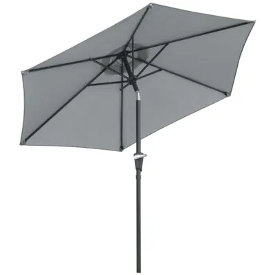 Outsunny 2.3X2M Umbrelă de Exterior Înclinabilă cu deschidere Manivelă Gri