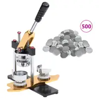vidaXL Presă insigne cu 500 piese de insignă, 37 mm, ștanță rotundă
