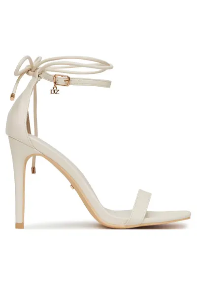 Sandale dama - stiletto - bej - piele ecologica