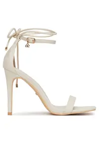 Sandale dama - stiletto - bej - piele ecologica