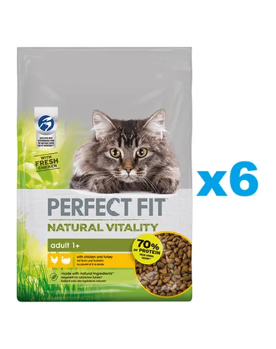 PERFECT FIT Natural Vitality 1+ 6x650 g pui si curcan hrana pentru pisici