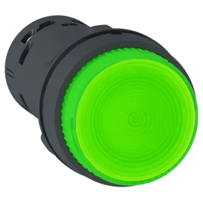 Buton Iluminat, Led, Revenire cu Arc 1No, Verde, 24V