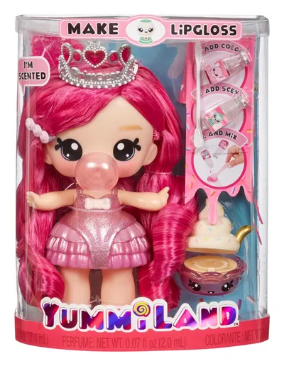 Papusa Yummiland, Large Doll and Lipgloss Pet, Bianca Bubblegum, 120735EUC