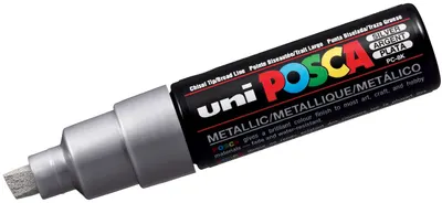 Marker permanent cu un varf tesit Uni Posca - PC-8K, 8 mm, argint