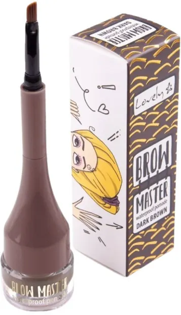 Lovely - Pomadă impermeabilă pentru sprâncene, cu perie, Dark Brown, 2.5 g