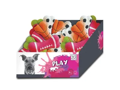 Jucarii din cauciuc moale, forma de os, ATHLETIC M-PETS, display cu 48 buc