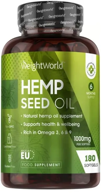 Hemp Seed Oil, 1000 mg, 180 capsule, Weight World