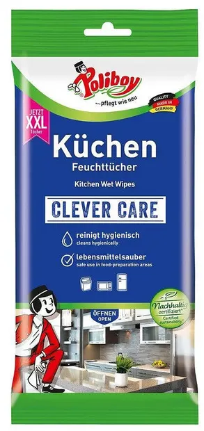 Șervețele umede pentru bucătărie Poliboy - Clever Care, 48 buc, XXL