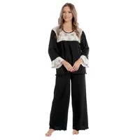 Pijama dama AI2503 negru/crem fluturi, Andana | marimea S
