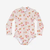 Costum întreg anti-UV cu mâneci lungi Izia Shell Alb Fete