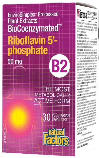 BioCoenzymated RIboflavin 5-Phosphate B2, 50 mg, 30 capsule, Natural Factors