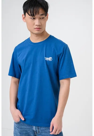 Tricou cu logo Austin - Albastru paun