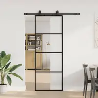 Gossi usa glisanta cu set de feronerie neagra 76x205 cm sticla esg