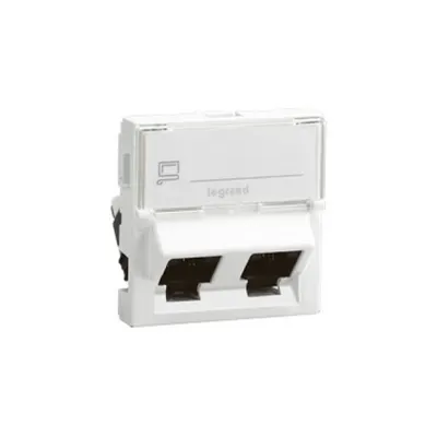 Priza dubla RJ45 Mosaic - category 6 FTP 45° - 2 module - alb