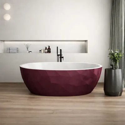 Cada freestanding burgundy, compozit 3D, ovala 167 x 82 cm, Foglia Armonia
