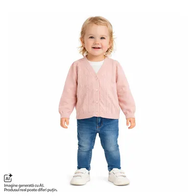 Cardigan copii Chicco tricotat, Roz, 01573-70MC