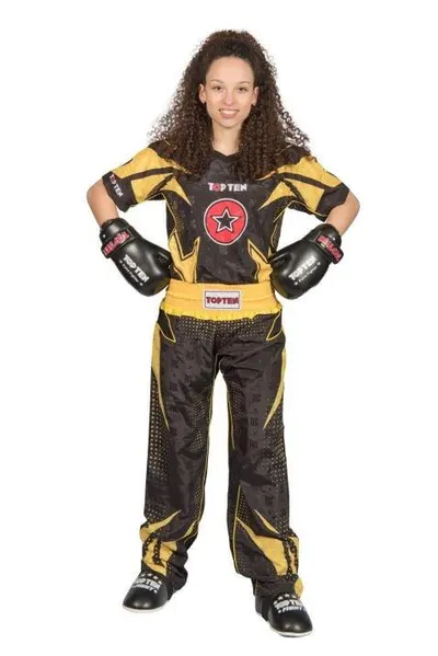 Uniformă Kickboxing „Future”, aprobat WAKO, Top Ten, galben-negru, 190CM