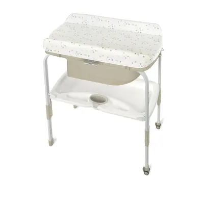 Cadita de baie cu suport, Jane, Flip Cu 2 pozitii anatomice, Cu masuta de infasat, Cu tavita si compartimente pentru accesorii, Conform cu standardele europene EN 17072:2018EN 12221:2008+A1:2013, Iris