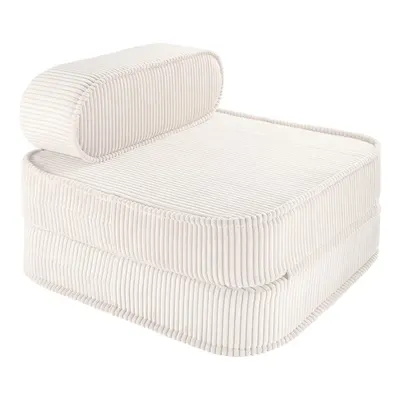 Fotoliu de copii crem cu tapițerie din catifea reiată Flip – Wigiwama