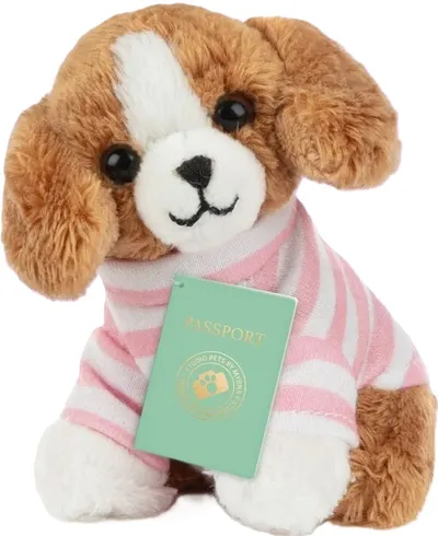 Jucărie de pluș Studio Pets - Beagle Billy cu servieta, pașaport și autocolante, 8 cm