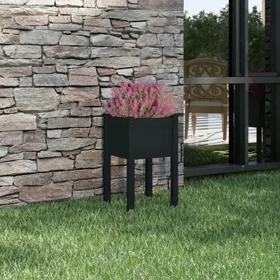 Gossi jardiniera de gradina, negru, 40x40x70 cm, lemn masiv de pin