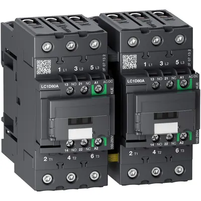 Contactor reversibil 3P 80A Ac-3 pana La 440V, bobina 24V Dc Schneider LC2D80ABBE
