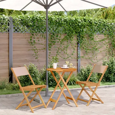 Gossi set mobilier bistro, 3 piese, textil taupe/lemn masiv