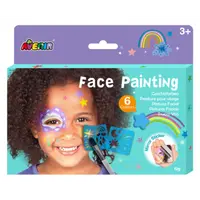 Trusa make-up pictura fata cu sabloane incluse - sase culori non-alergice - curcubeu si stele