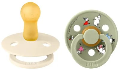 Suzete BIBS - Moomin, 2 bucăți, 6-18 luni, Ivory/Sage