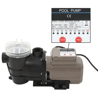 Gossi pompa de piscina cu temporizator, negru, 0,25 cp, 8000 l/h