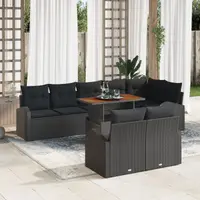 Gossi set de mese pentru gradina cu perne, negru, poly rattan, acacia