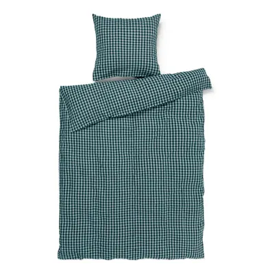 Lenjerie de pat verde-albastră din țesătură crep pentru pat de o persoană 140x200 cm Bæk&Bølge – JUNA
