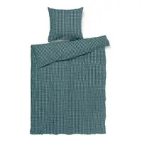 Lenjerie de pat verde-albastră din țesătură crep pentru pat de o persoană 140x200 cm Bæk&Bølge – JUNA