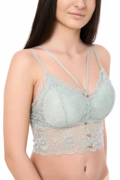 Bustiera bralette din dantela, Vivien, green gray (Marime bustiera: S/M)