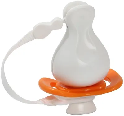 Suzeta cu clips si cutie iiamo - String+peace, 0-6 luni, portocalie