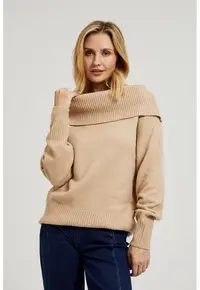 Pulover bej cu guler rasucit - Bej