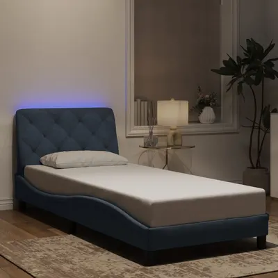 vidaXL Cadru de pat cu LED fără saltea, gri închis, 90x190 cm, catifea