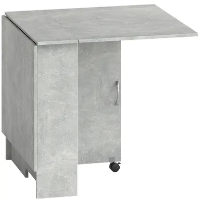 HOMCOM Masă Pliabilă din Lemn cu Roți, pentru 4-6 Persoane, 75x140x75 cm, Gri | Aosom Romania
