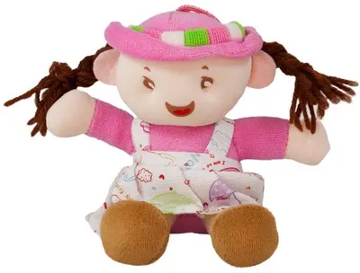 Păpușă moale Amek toys -Fata cu palarie, 14 cm