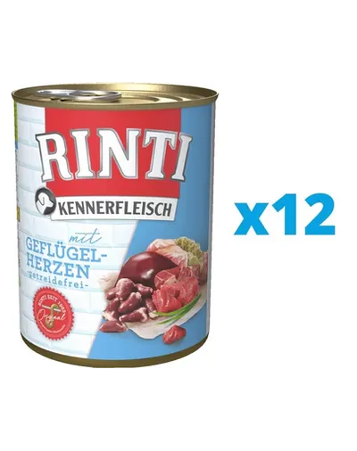 RINTI Kennerfleisch Poultry Hearts hrana umeda 12 x 800 g pentru caini, cu inimi de pasare