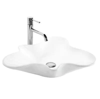 Lavoar cu montare pe blat 52 cm, alb lucios, asimetric, Rea Izolda